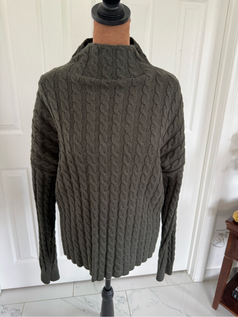 Philosophy Cable Knit Turtleneck Sweater - Olive Green